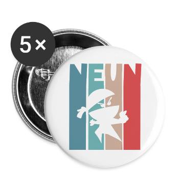 9 Jahre Ninja 9. Geburtstag - Buttons groß 56 mm (5er Pack) - Weiß - Vorne