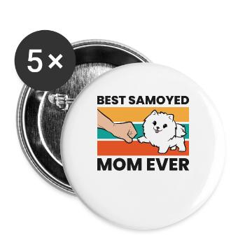 Best Samoyed Mom Ever - Buttons large 2.2''/56 mm (5-pack) - white - Front