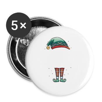 Weihnachten Partnerkostüm Wein Elf Elfe Elfen - Buttons groß 56 mm (5er Pack) - Weiß - Vorne