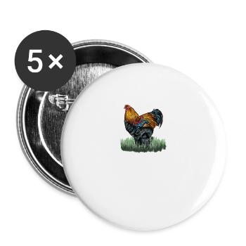 Brahma Poulet I Poule Oeuf Coq Motif pour les éleveurs de poulet - Lot de 5 grands badges (56 mm) - blanc - Devant