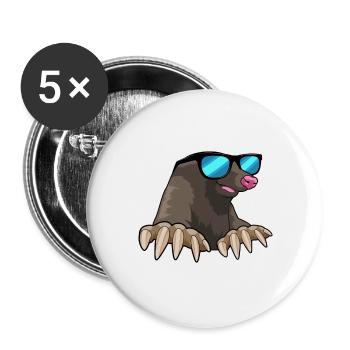 Maulwurf Sonnenbrille - Buttons groß 56 mm (5er Pack) - Weiß - Vorne