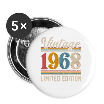 1968 Jahrgang Baujahr Geburtstag Vintage - Buttons groß 56 mm (5er Pack) - Weiß - Vorne
