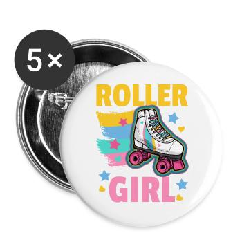 Rollschuhe Roller Girl - Buttons groß 56 mm (5er Pack) - Weiß - Vorne