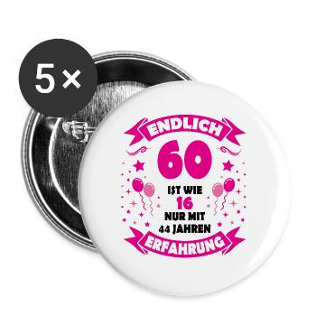60. Geburtstag Mann 60.Ehrentag 60. Jubiläum Fun - Buttons groß 56 mm (5er Pack) - Weiß - Vorne