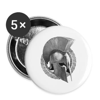 casque spartiate symbole sparte - Lot de 5 grands badges (56 mm) - blanc - Devant