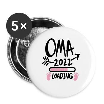 Oma 2022 - Werdende Oma 2022 - Buttons groß 56 mm (5er Pack) - Weiß - Vorne