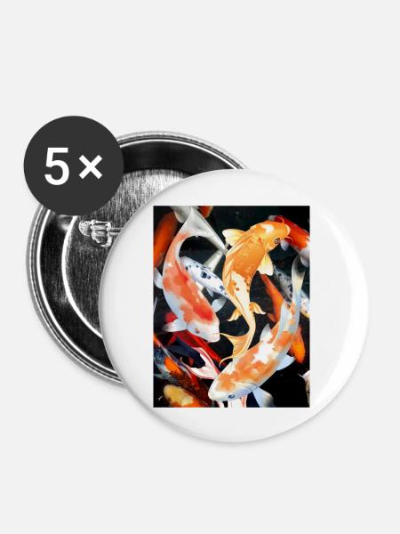 Koi-Karpfen - Buttons groß 56 mm (5er Pack) - Weiß