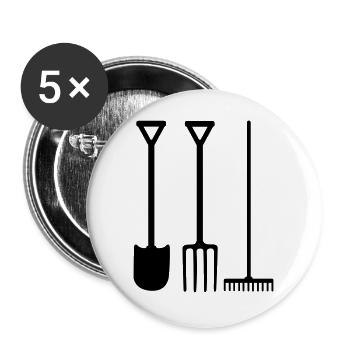 Garden tools shovel rake and pitchfork - Buttons large 2.2''/56 mm (5-pack) - white - Front