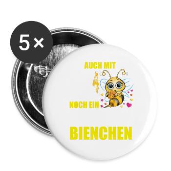 50 Geburtstag Frauen Geschenk lustig Biene Imker - Buttons groß 56 mm (5er Pack) - Weiß - Vorne