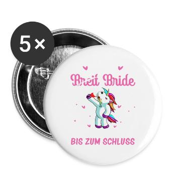 Junggesellenabschied Frauen Geschenke Braut - Buttons groß 56 mm (5er Pack) - Weiß - Vorne