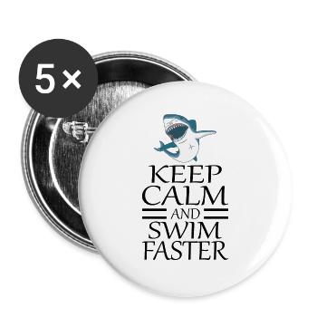 SCHWIMMEN SCHWIMMTEAM SCHWIMMER HAIE HAI GESCHENK - Buttons groß 56 mm (5er Pack) - Weiß - Vorne