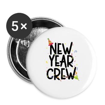Silvester Crew 2022 Frohes Neues Jahr - Buttons groß 56 mm (5er Pack) - Weiß - Vorne