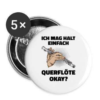 Querflöte - Buttons groß 56 mm (5er Pack) - Weiß - Vorne