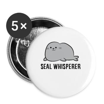 Seal Lover Seal Whisperer Love Seals - Buttons large 2.2''/56 mm (5-pack) - white - Front