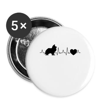 Sheltie Heartbeat Chien de troupeau Shetland Sheepdog - Lot de 5 grands badges (56 mm) - blanc - Devant