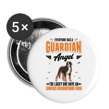 Großer Schweizer Sennenhund Schutzengel - Buttons groß 56 mm (5er Pack) - Weiß - Vorne