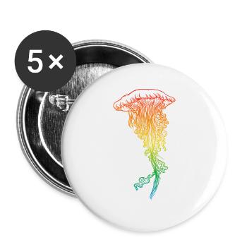 Qualle - Buttons groß 56 mm (5er Pack) - Weiß - Vorne