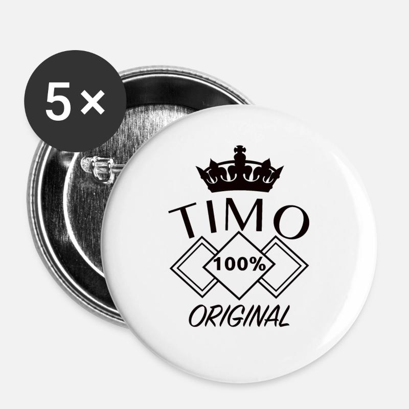 Timo Name First Name Birthday - Buttons large 2.2''/56 mm (5-pack) - white