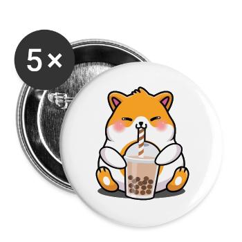 Hamster Boba Tea Drôle Bubble Tea Foodie Pet Lover - Lot de 5 grands badges (56 mm) - blanc - Devant