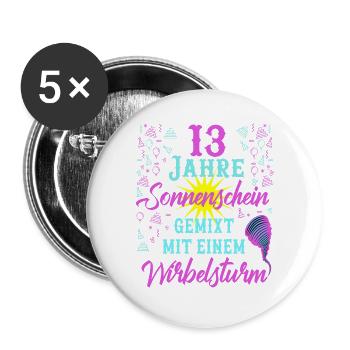 13 Geburtstag Frauen Geschenk 13 Jahre Geburtstag - Buttons groß 56 mm (5er Pack) - Weiß - Vorne