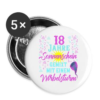 18 Geburtstag Frauen Geschenk 18 Jahre Geburtstag - Buttons groß 56 mm (5er Pack) - Weiß - Vorne