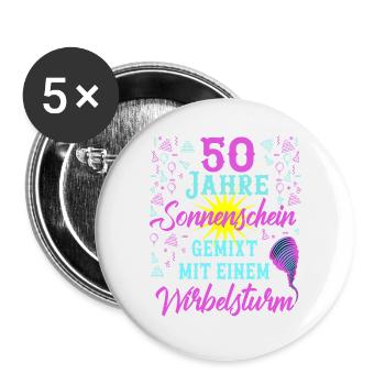 50 Geburtstag Frauen Geschenk 50 Jahre Geburtstag - Buttons groß 56 mm (5er Pack) - Weiß - Vorne