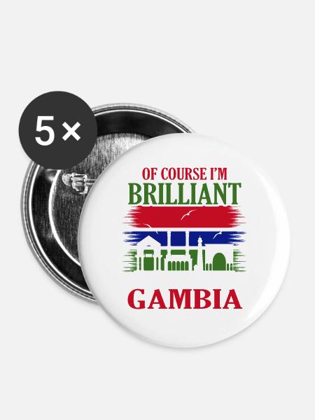 Gambia - Buttons groß 56 mm (5er Pack) - Weiß