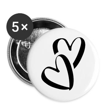 Coeur Petits coeurs Deux coeurs amoureux Pocket - Lot de 5 grands badges (56 mm) - blanc - Devant