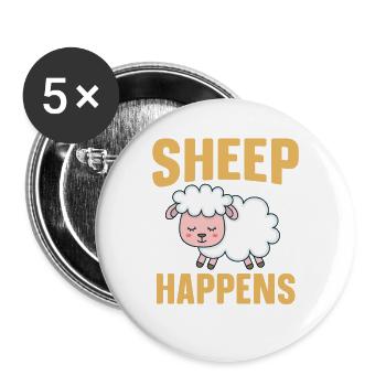 Witziges Schaf, Schafe nicht nur für Schäfer - Buttons groß 56 mm (5er Pack) - Weiß - Vorne