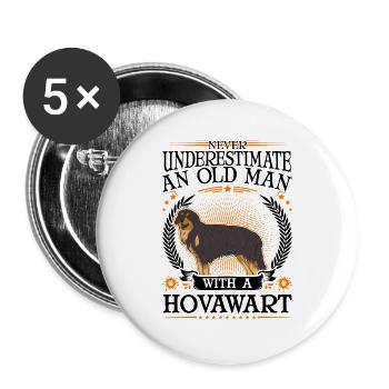 Hovawart Old Man - Buttons large 2.2''/56 mm (5-pack) - white - Front