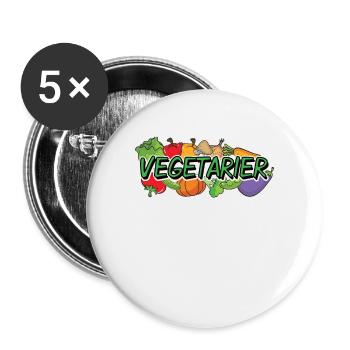 Vegetarier Vegan Shirt Gemüse Essen Umwelt - Buttons groß 56 mm (5er Pack) - Weiß - Vorne