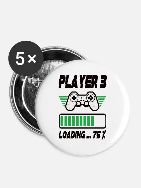 Player 3 Loading - Buttons groß 56 mm (5er Pack) - Weiß