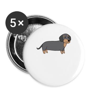 Dackel - Buttons groß 56 mm (5er Pack) - Weiß - Vorne