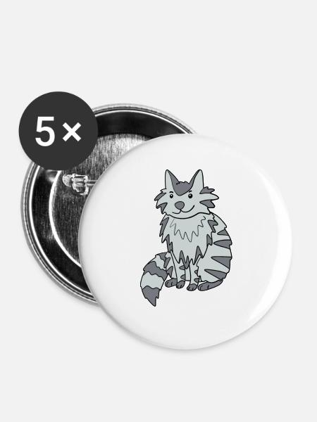 Maine Coon Katze - Buttons groß 56 mm (5er Pack) - Weiß