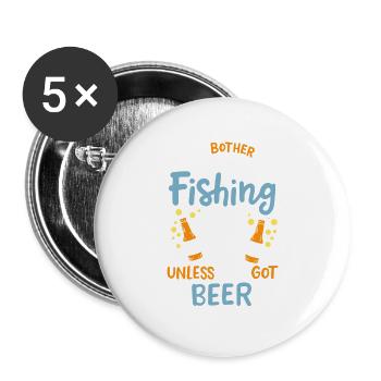Pêche / Bière: Ne me dérange pas - Lot de 5 grands badges (56 mm) - blanc - Devant
