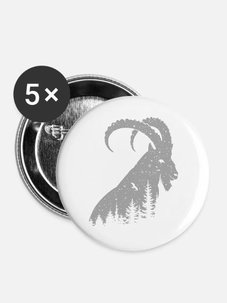 Steinbock - Buttons groß 56 mm (5er Pack) - Weiß