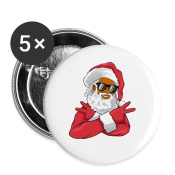 African-American Santa Claus - Buttons large 2.2''/56 mm (5-pack) - white - Front