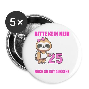 25 Jahre im Dienst 25 Jähriges Dienstjubiläum - Buttons groß 56 mm (5er Pack) - Weiß - Vorne
