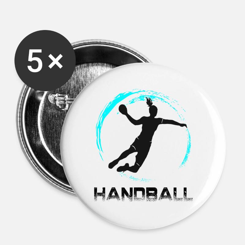 Handball - Buttons groß 56 mm (5er Pack) - Weiß