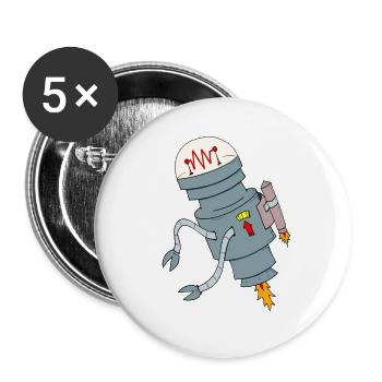 ROBOT FUSÉE - Lot de 5 grands badges (56 mm) - blanc - Devant