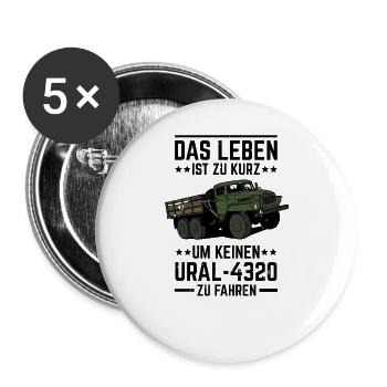 Das leben ist zu kurz um keinen ural zu fahren 1 - Buttons groß 56 mm (5er Pack) - Weiß - Vorne
