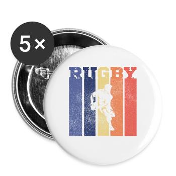Rugby Bande vintage Cadeau Supporter de Rugby - Lot de 5 grands badges (56 mm) - blanc - Devant