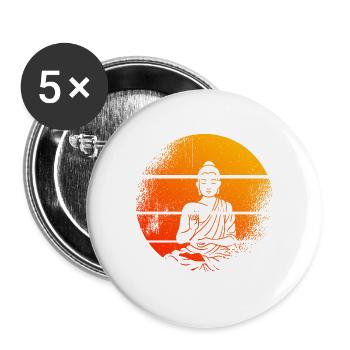 Méditation Bouddha statue Bouddha - Lot de 5 grands badges (56 mm) - blanc - Devant