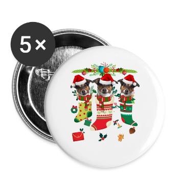 Ugly Christmas Sweater Jack Russell Terrier Hund - Buttons groß 56 mm (5er Pack) - Weiß - Vorne