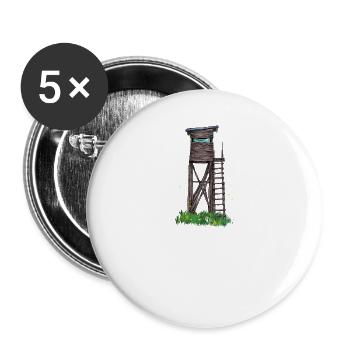 Hochsitz I Hunting Wild Boar Roe Deer Motif for - Buttons large 2.2''/56 mm (5-pack) - white - Front