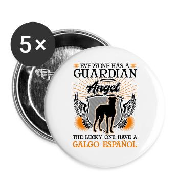 Galgo Español Schutzenegl Spanischer Windhund - Buttons groß 56 mm (5er Pack) - Weiß - Vorne