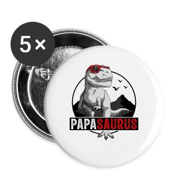 Papasaurus Rex Idée Cadeau Papa Dinosaure - Lot de 5 grands badges (56 mm) - blanc - Devant