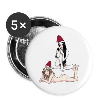 Sexy Christmas nackte Elfe Vampir Mädchen Fantasy - Buttons groß 56 mm (5er Pack) - Weiß - Vorne