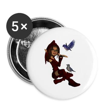 Little fairy with birds - Buttons large 2.2''/56 mm (5-pack) - white - Front