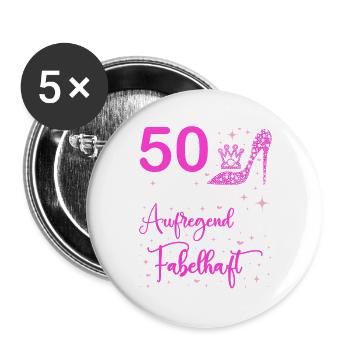 50 Geburtstag Frauen Geschenk 50 Jahre Geburtstag - Buttons groß 56 mm (5er Pack) - Weiß - Vorne
